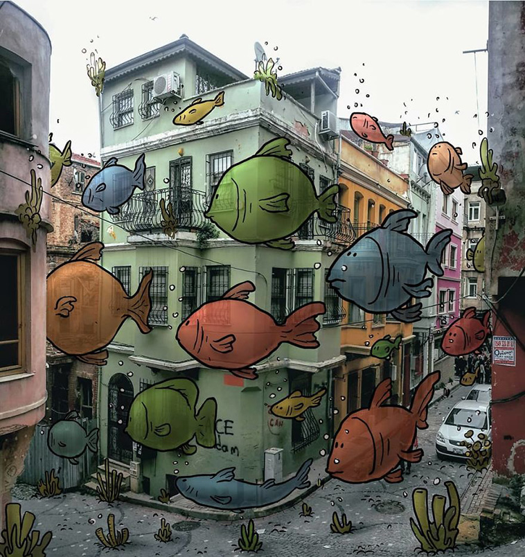 illustrations of giants in streets