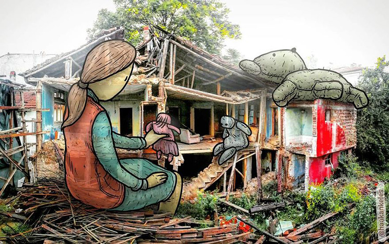 illustrations of giants in streets