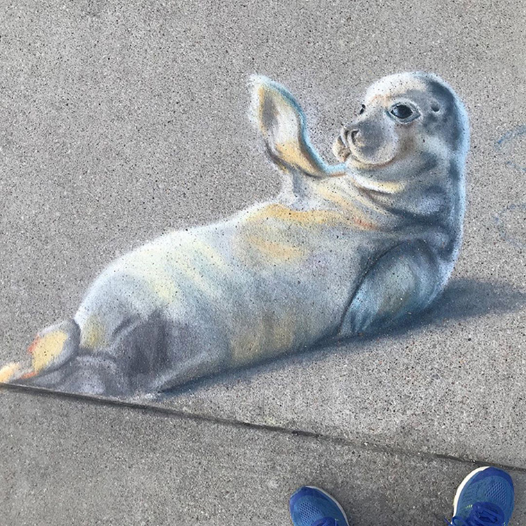 Mother And Daughter Chalk Art