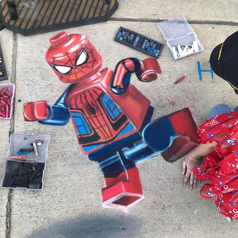 Mother And Daughter Chalk Art