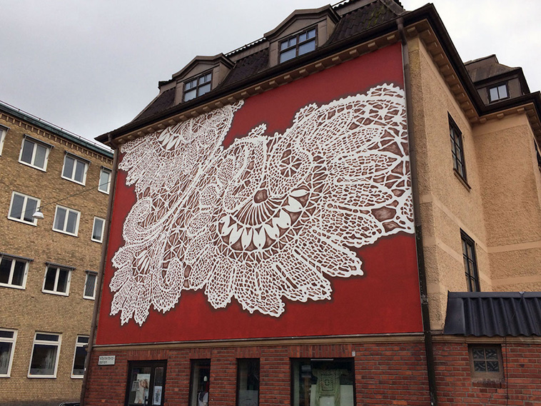 lace pattern street art