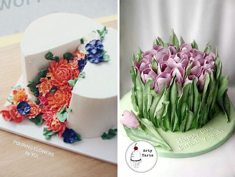 Blooming flower cakes