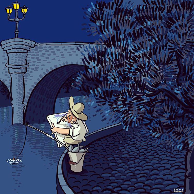 colorful Van Gogh illustrations