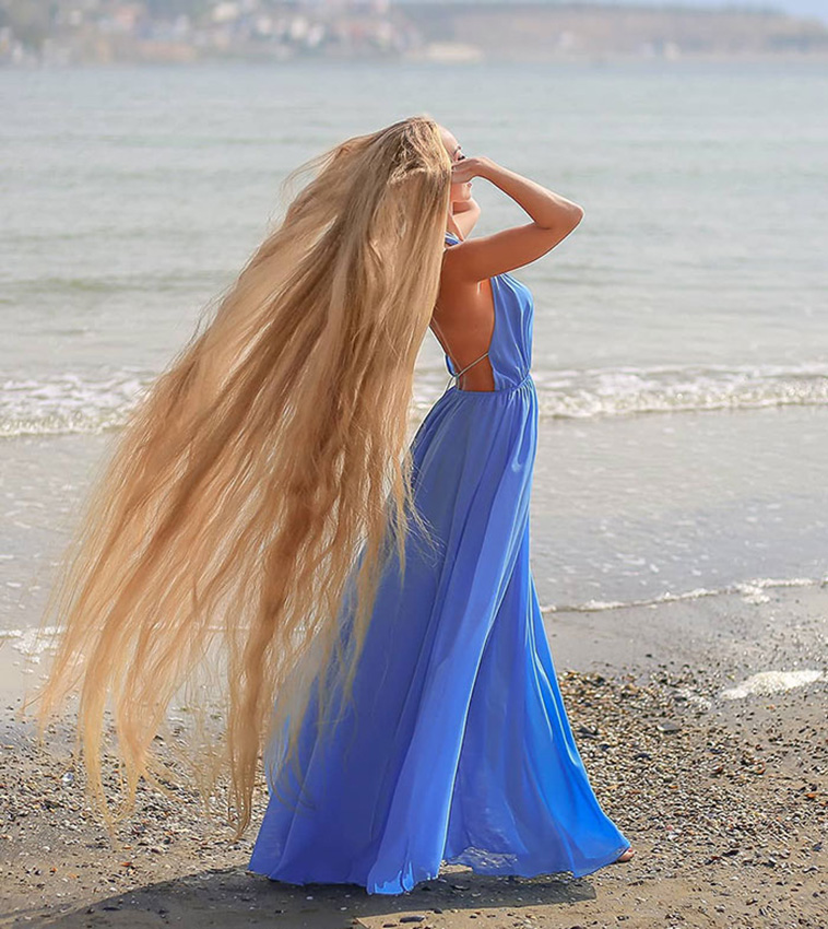 woman with very long hair