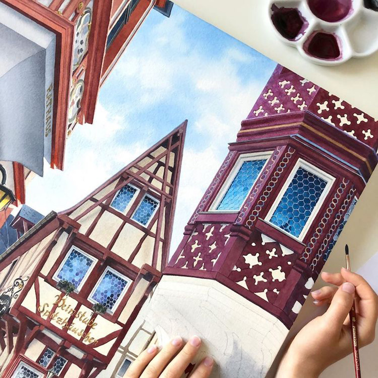 architectural watercolors painting