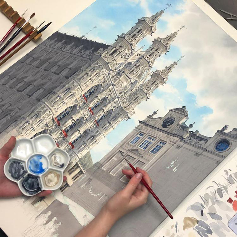 architectural watercolors painting