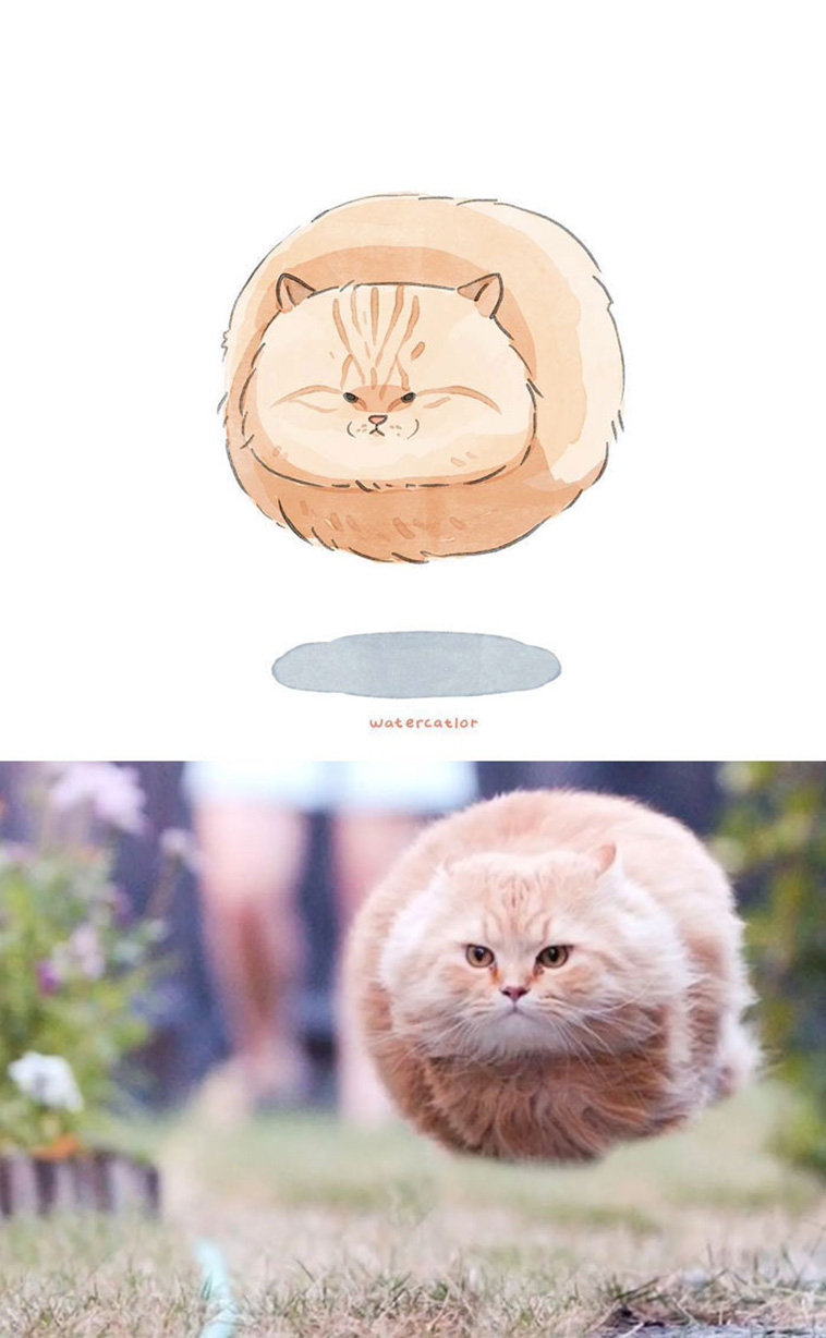 digital watercolor cats