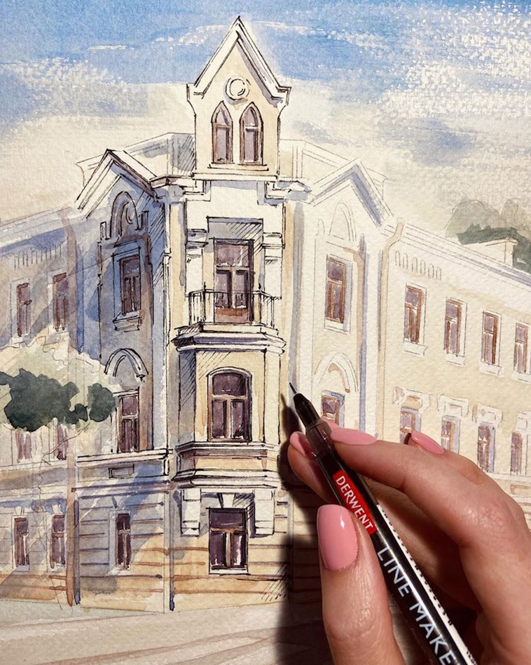 Watercolor architectural Paintings