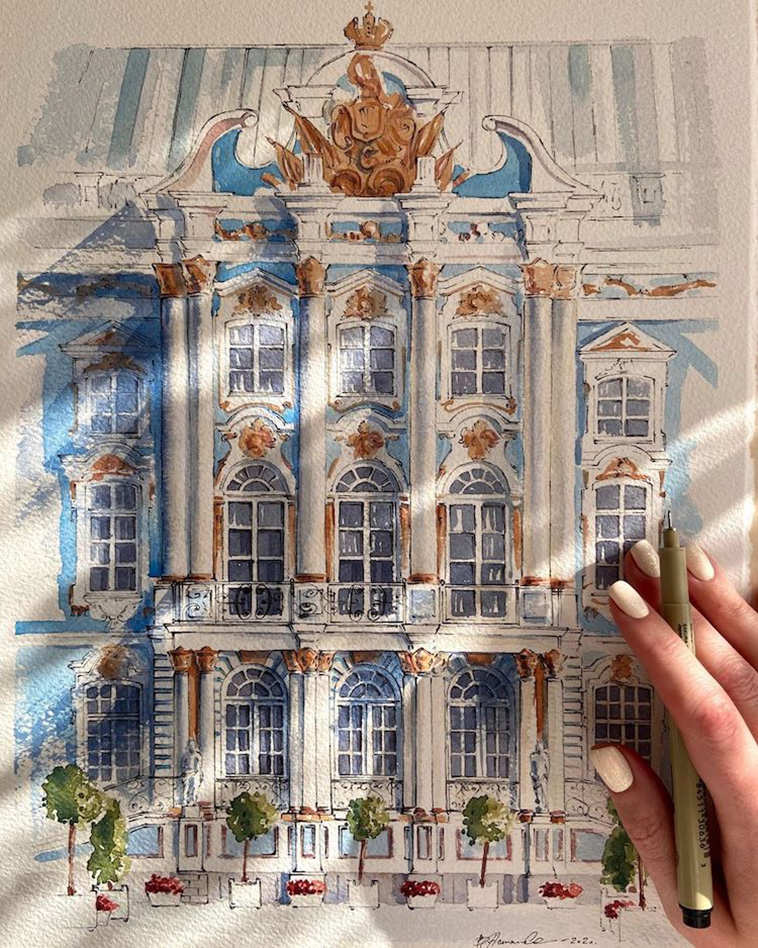 Watercolor architectural Paintings