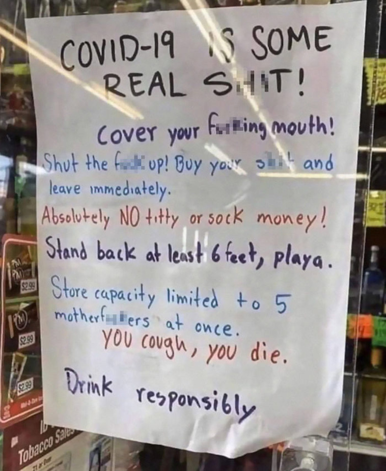 covid restaurant shop signs