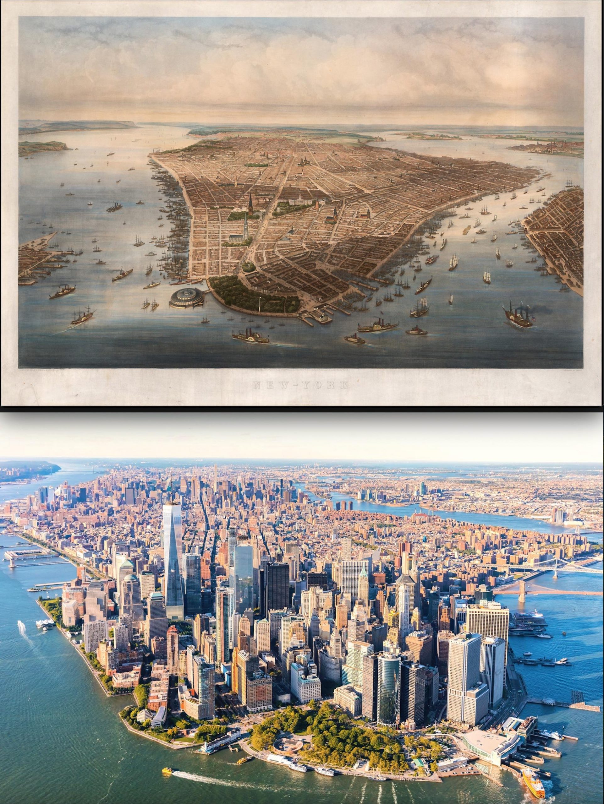 Manhattan in 1851 and today