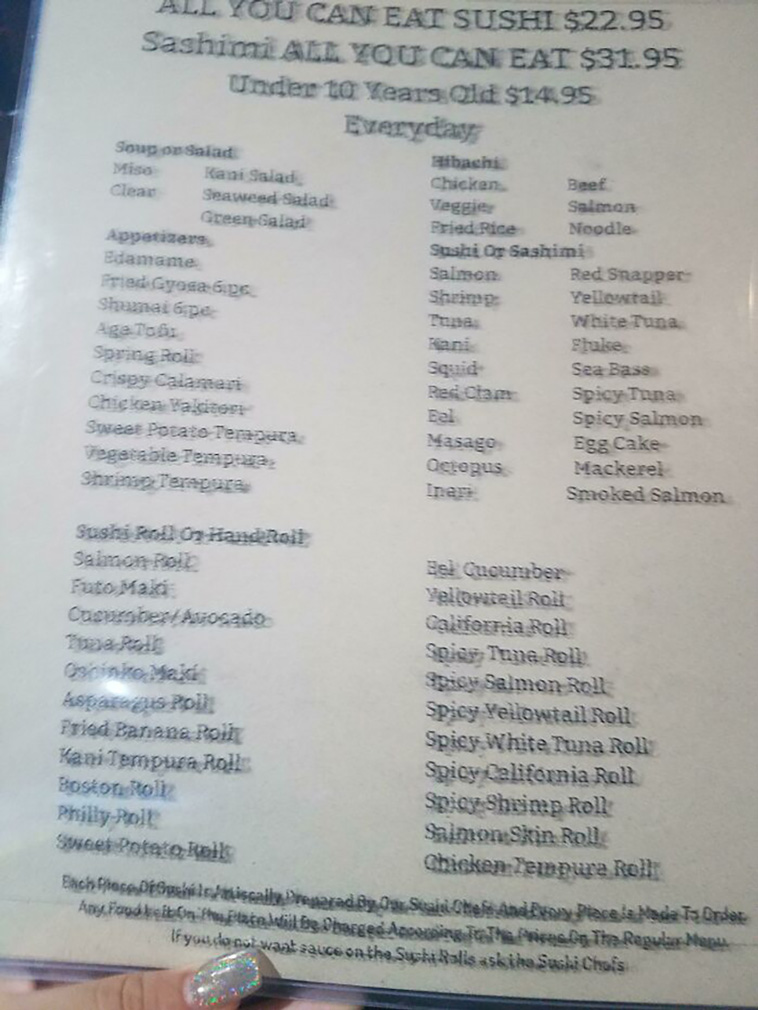 menu fails