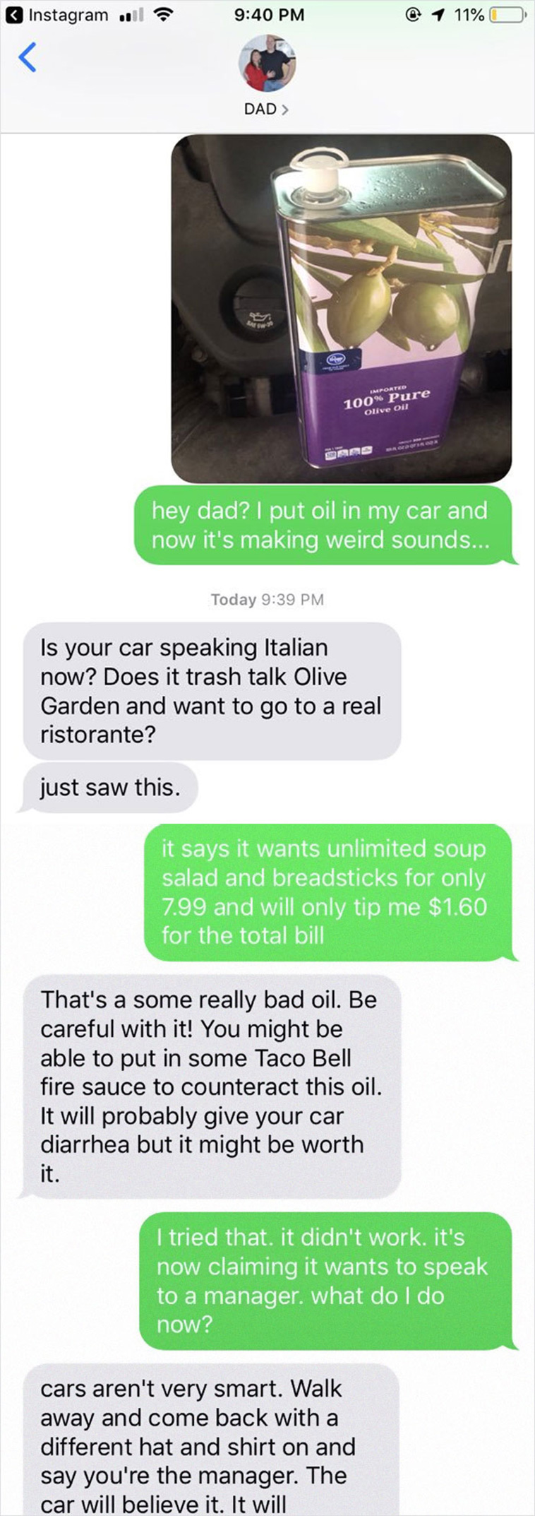 olive oil car