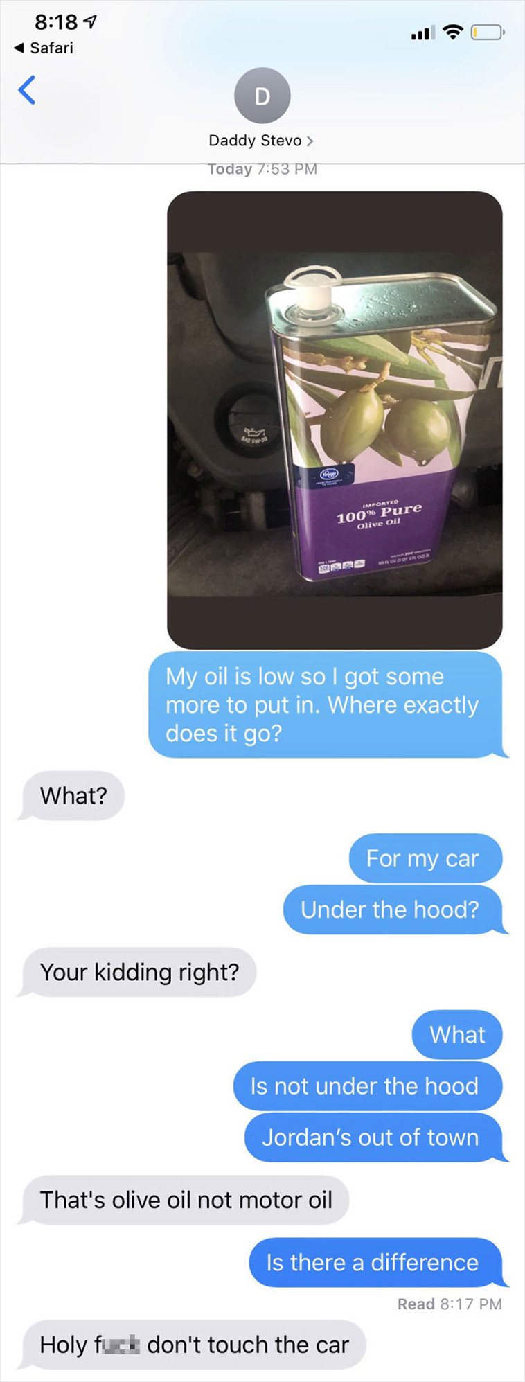 olive oil car