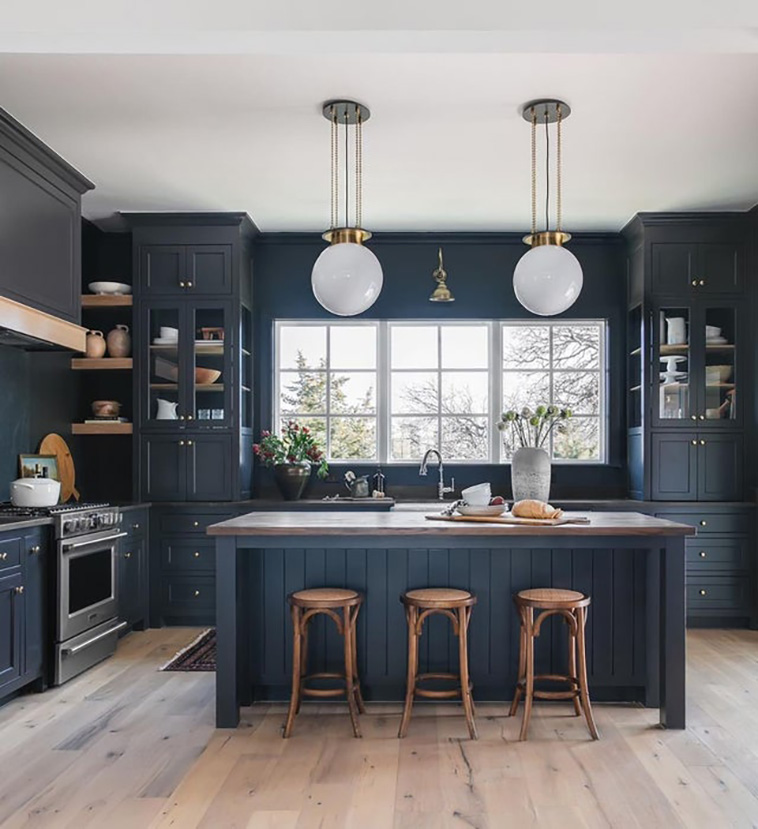 Dark blue kitchen