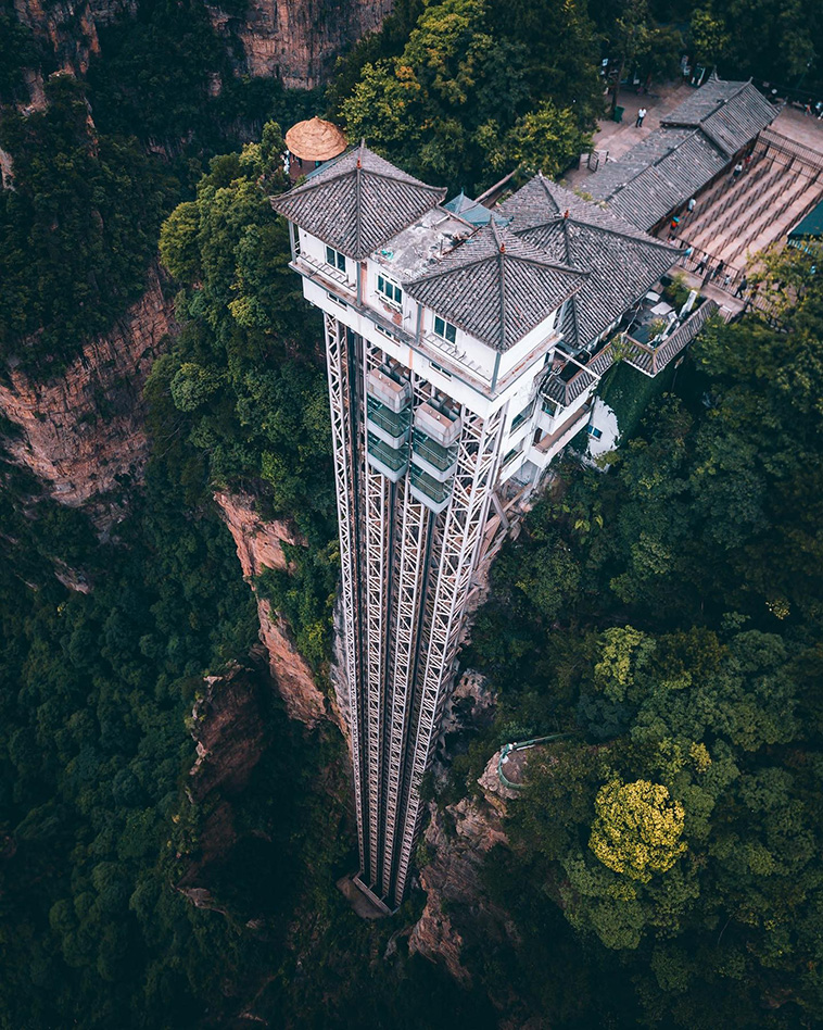 An elevator in the jungle at Zhangjiajie