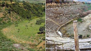 An Amazing Before and After of an Ancient Greek Stadium Excavation
