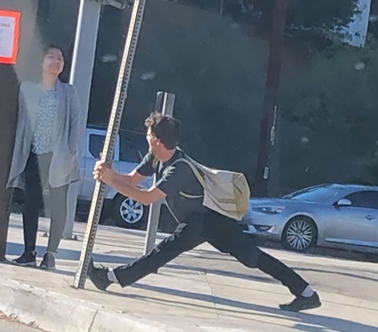 standing weirdly