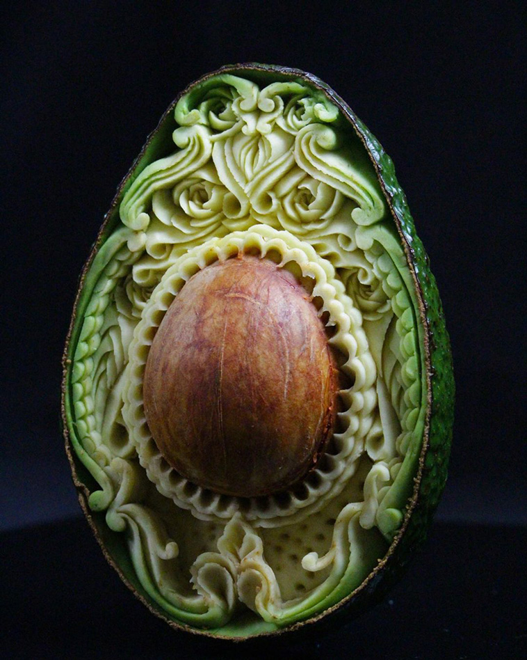 carved into avocados