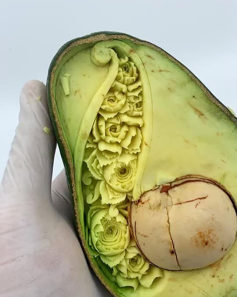 carved into avocados