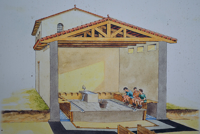 Reconstruction drawing of public Latrine at Forum Hadriani