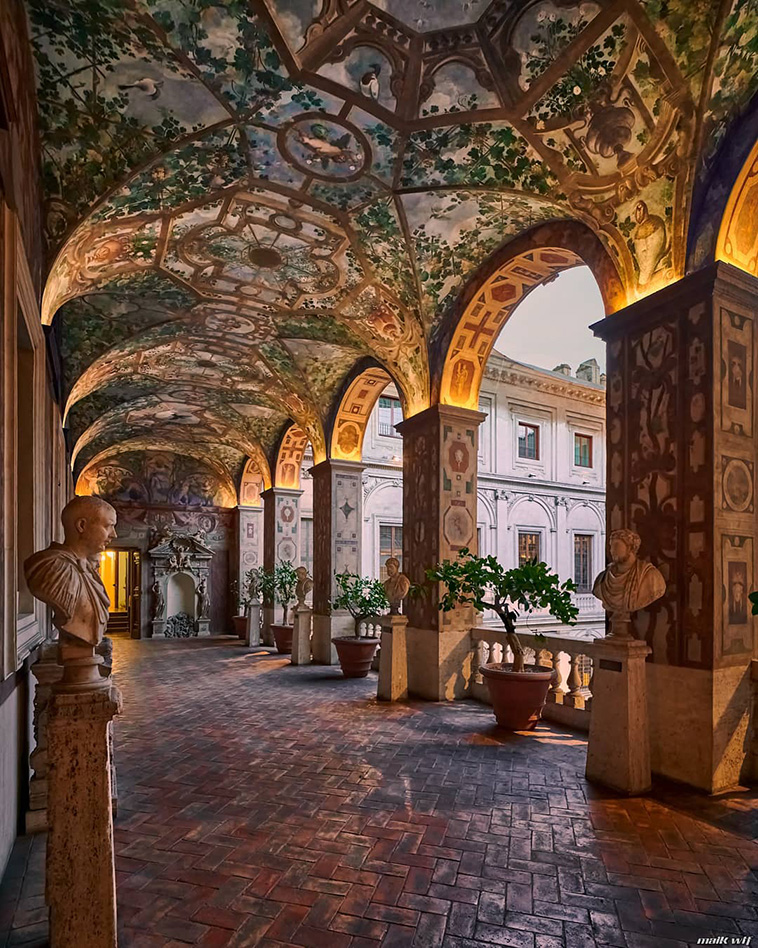The pretty loggia of Palazzo Altems