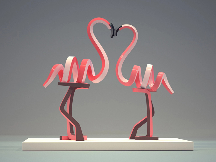 metal flamingo sculpture