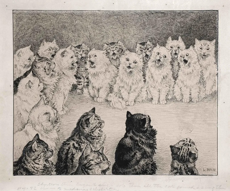 Louis Wain cat illustations from 1880s