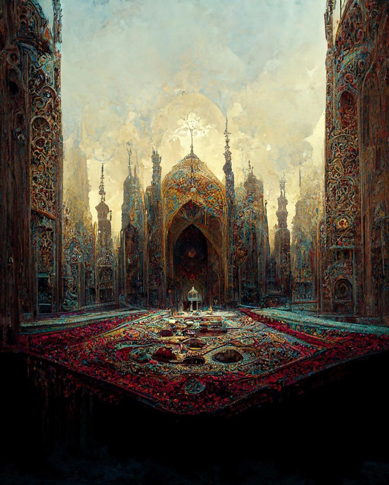 Gothic and Persian architecture inspired concept created on Midjourney