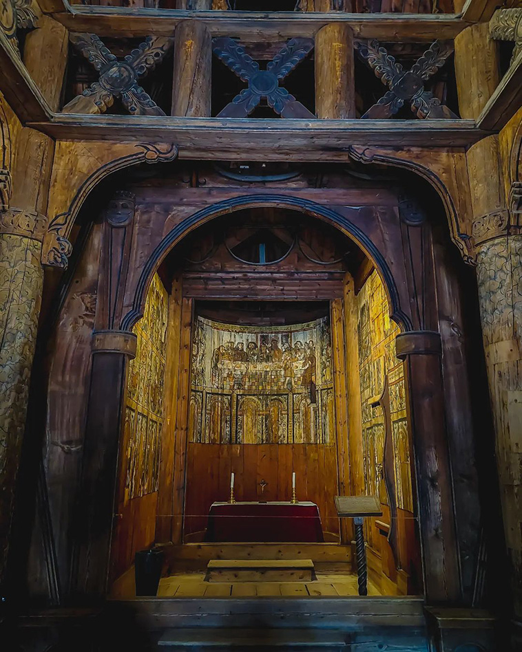 Inside the Gol Stave Church