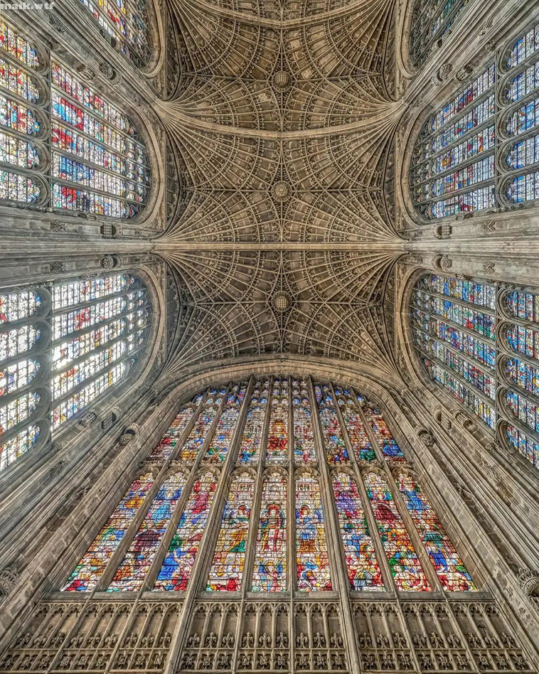 Chapel of King's College at Cambridge University, fan vaulting