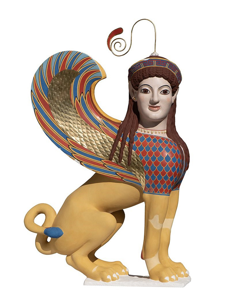 Reconstruction of marble finial in the form of a sphinx