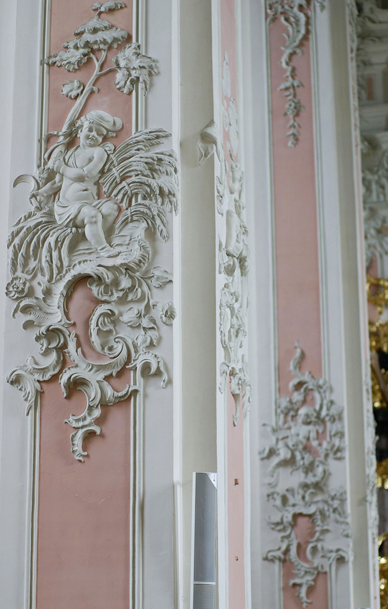 Baroque pillars in St. Peter's Church in Mainz