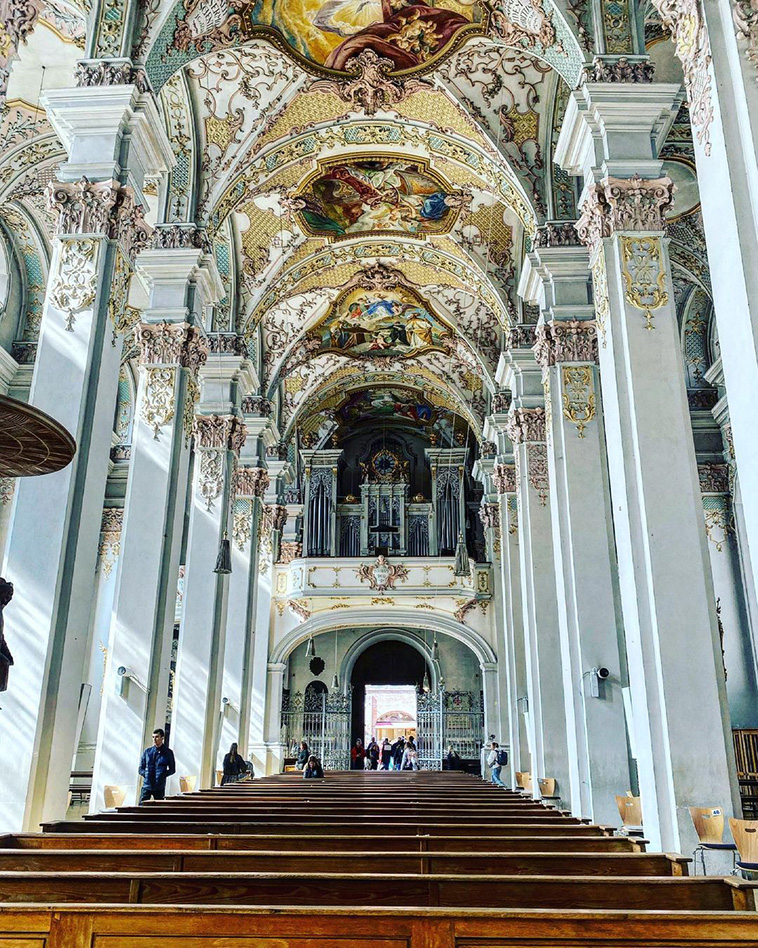 Baroque pillars in St. Peter's Church in Mainz