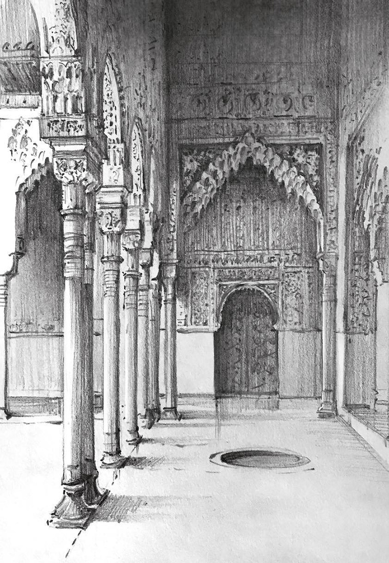 The Palace of Alhambra drawing