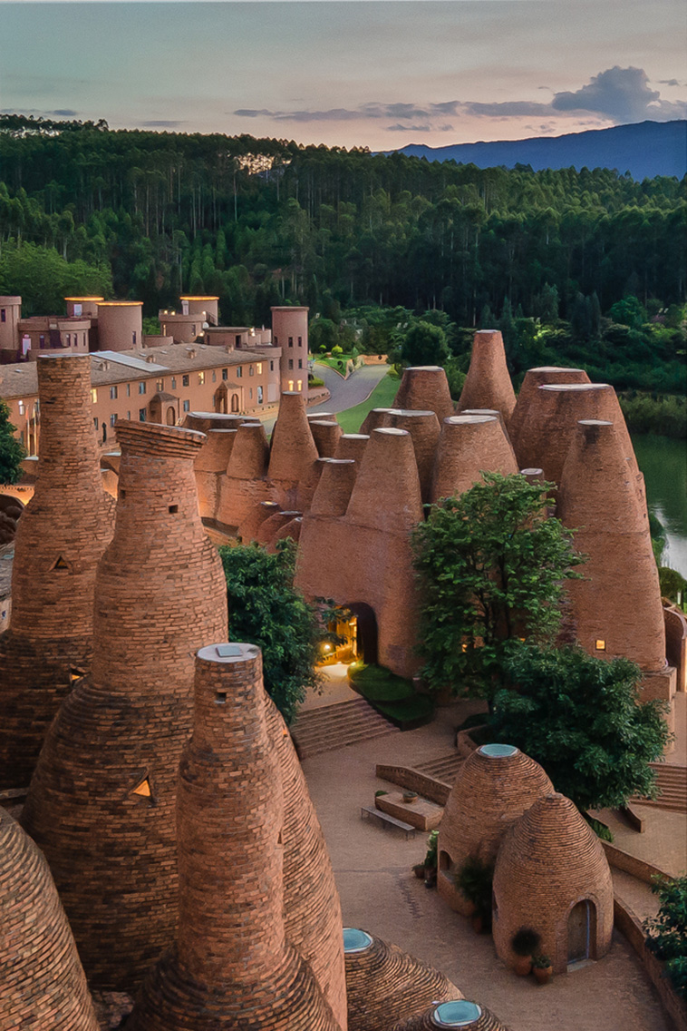 50%Cloud Artists Lounge Restaurant Resembling Termite Mounds