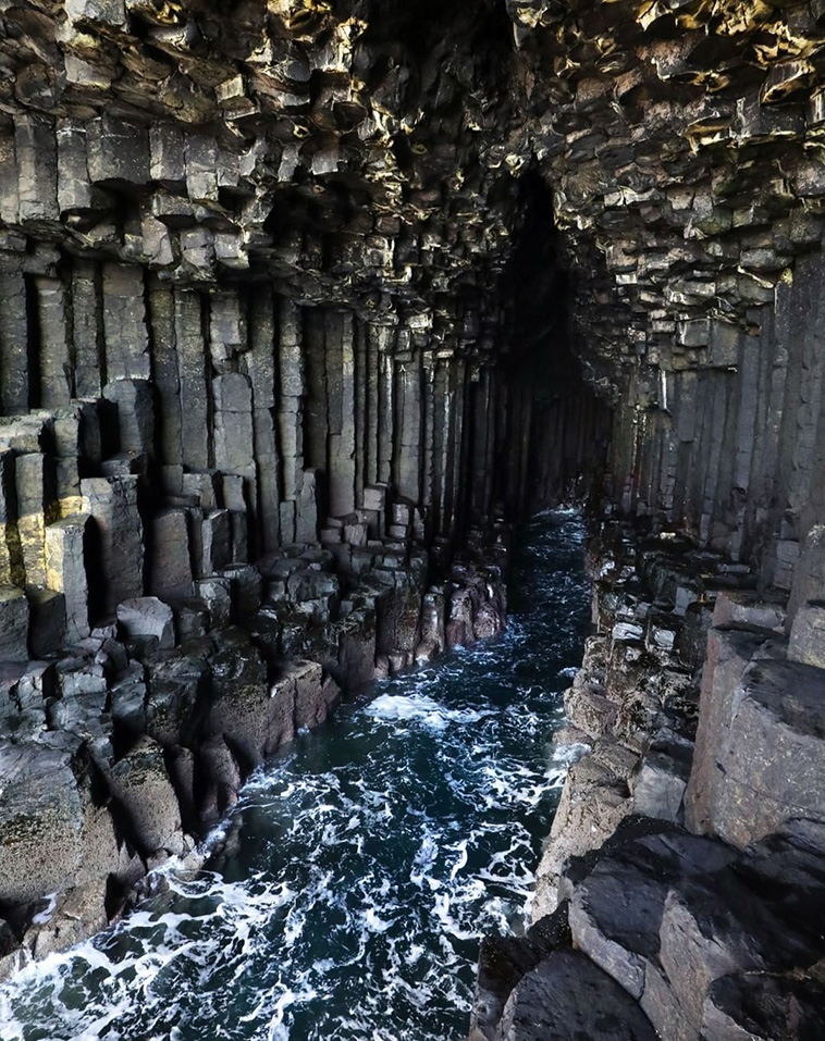 Unusual Rock Formations Fingal's Cave in Scotland