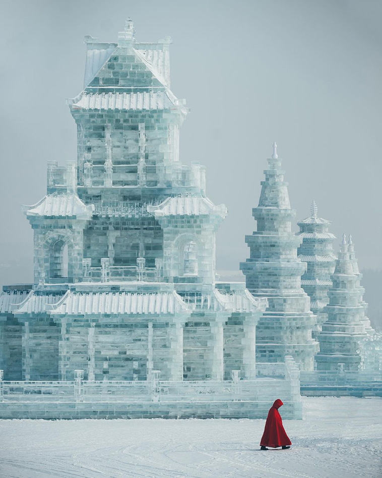 an ice sculpture in Harbin Ice and Snow Festival 