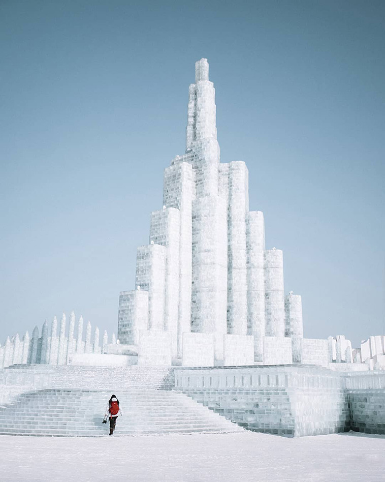 sculpture of Burj Khalifa in Harbin Ice and Snow Festival 