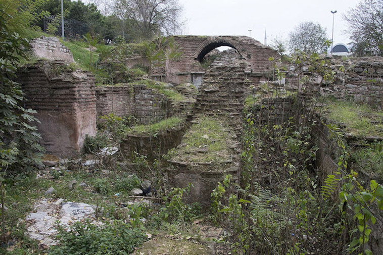 church ruins above the secret Roman tunnel
