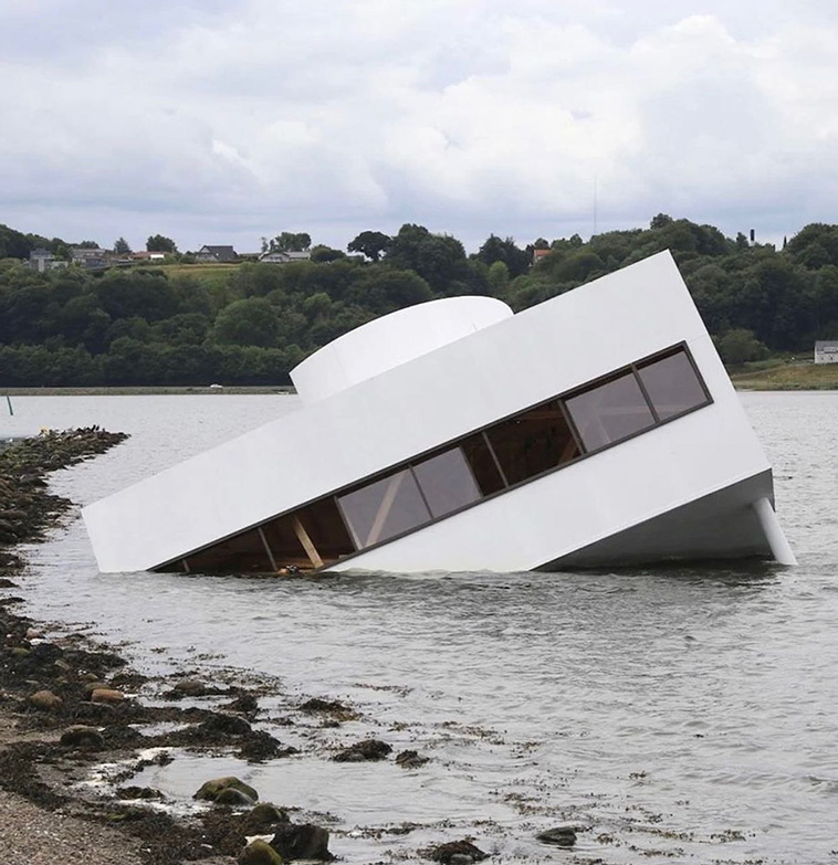 Flooded Modernity: Half-Sunken Replica Of Le Corbusier’s Villa Savoye