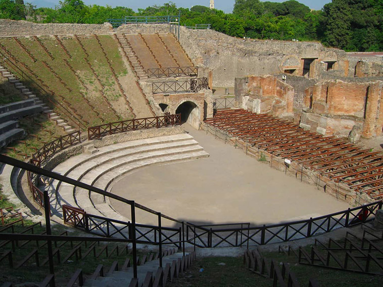 the amphitheater in pompeii ruins