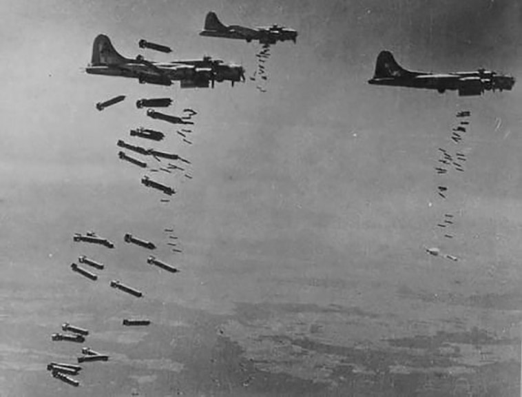 allied planes dropping bombs on dresden