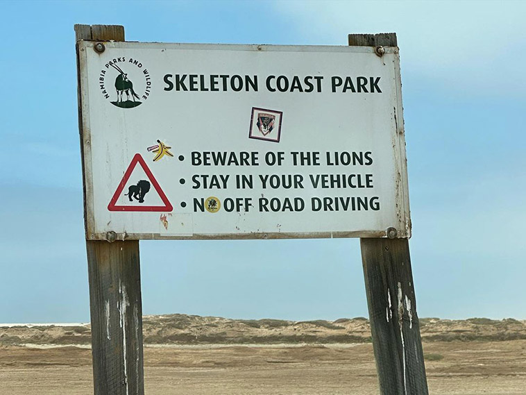 warning for tourists on skeleton coast