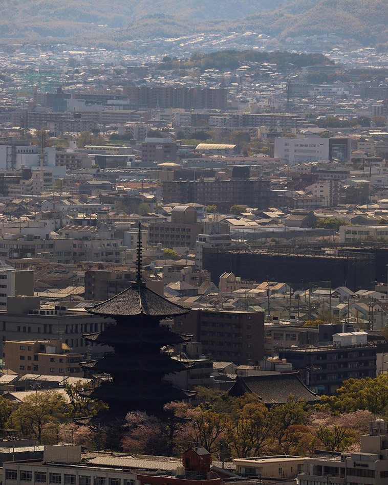 the tower and kyoto in contrast