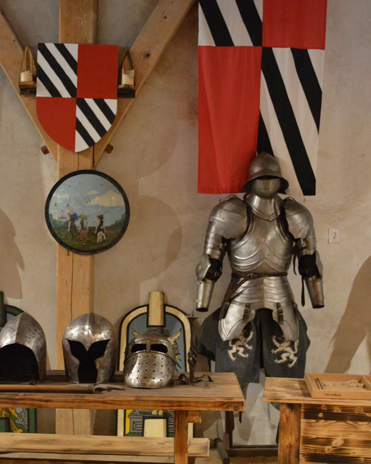 the medieval armor and helmets