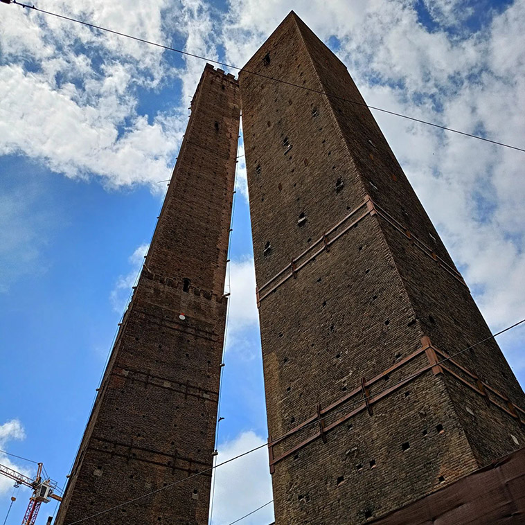 two towers of bologna of the oldest leaning towers