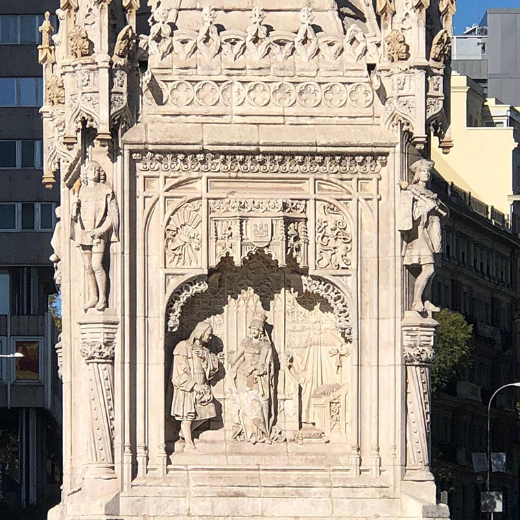 monument to columbus carving