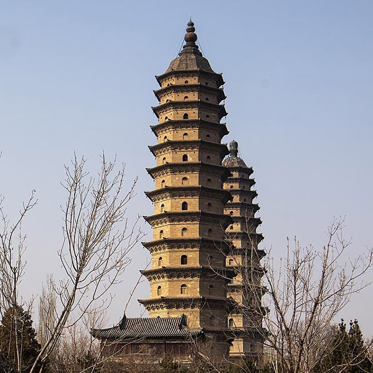 impressive twin pagodas of yongzuo temple
