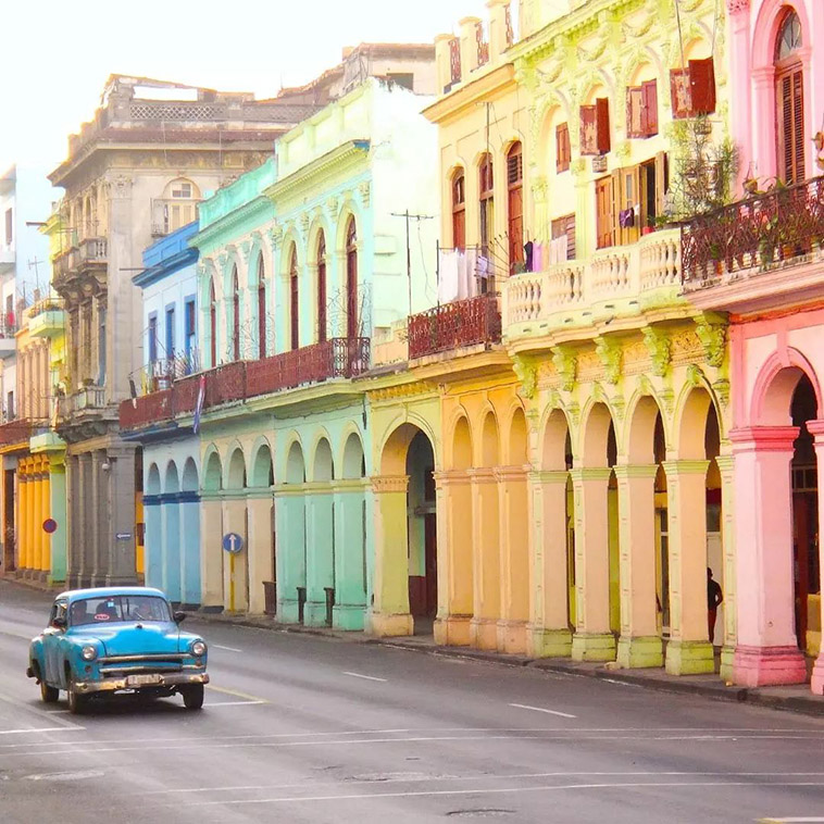 colorful buildings, an example of architecture of old havana